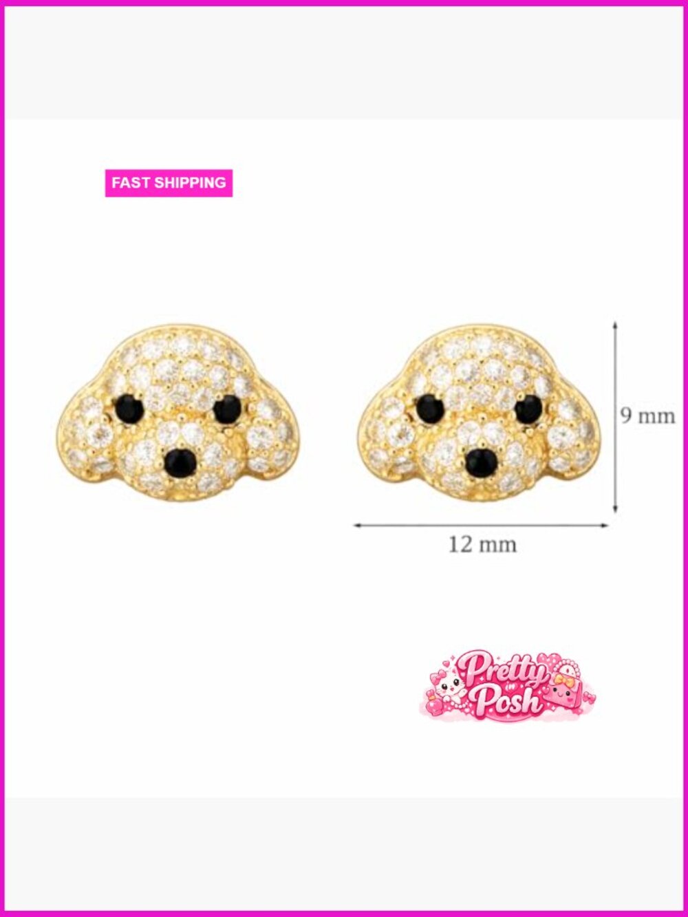 Dog Breed Stud Earrings with Crystals for Women - Picture 5 of 7